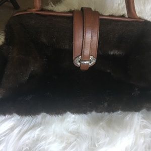 Faux mink satchel style handbag